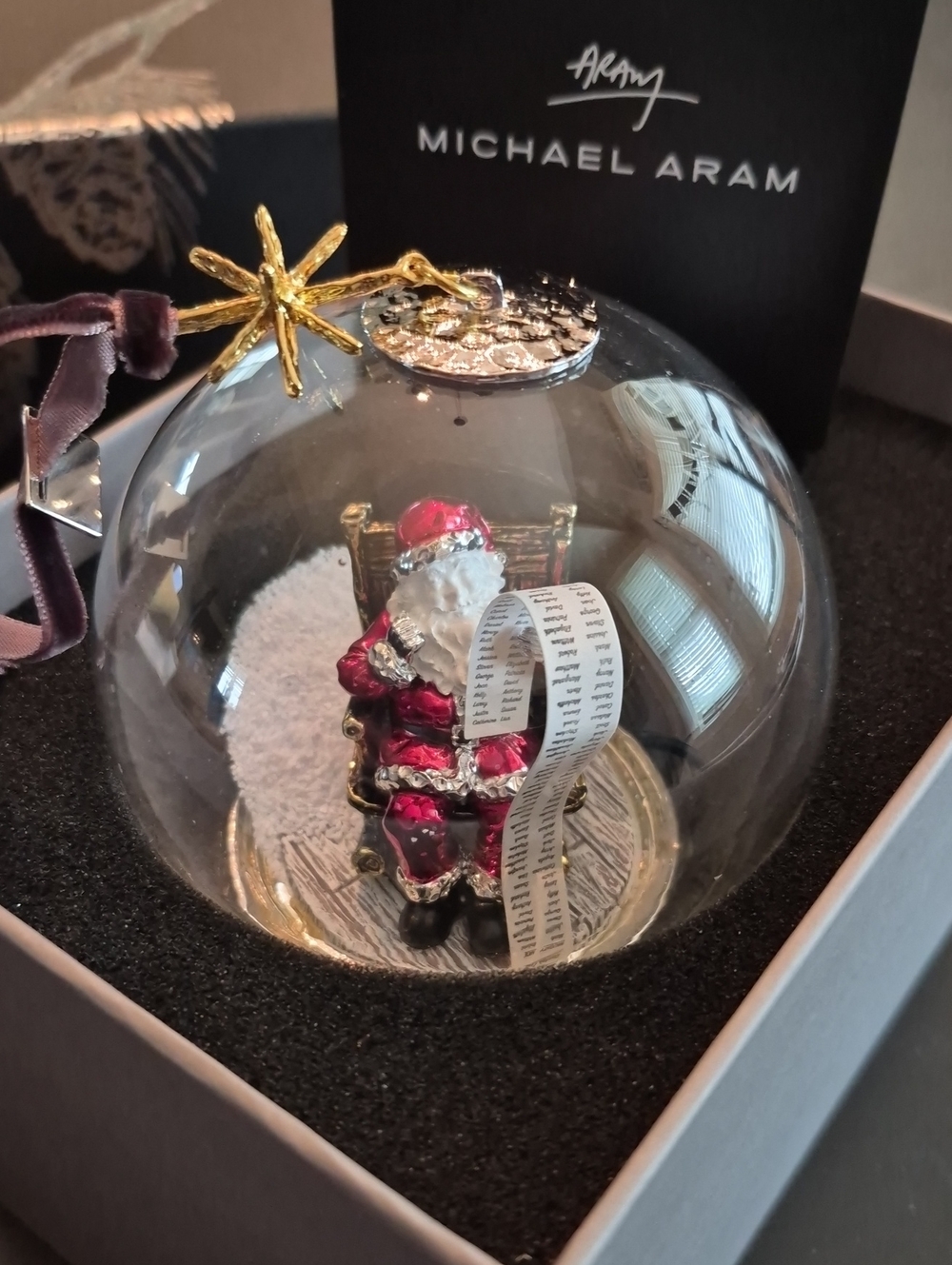 Michael Aram Red and Gold Santa Glass Globe Ornament